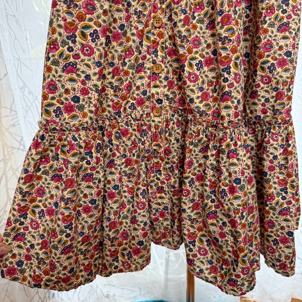 byTiMo cream pink floral print long sleeve button up poplin maxi dress - Picture 6 of 16